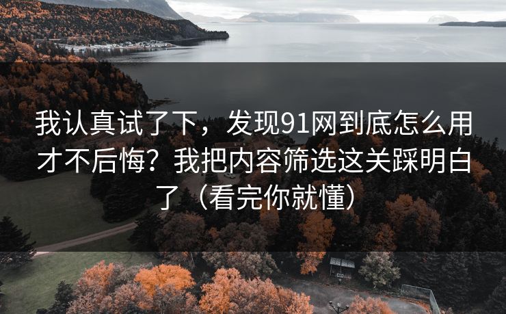 我认真试了下，发现91网到底怎么用才不后悔？我把内容筛选这关踩明白了（看完你就懂）
