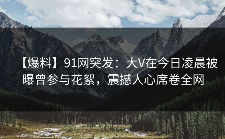 【爆料】91网突发：大V在今日凌晨被曝曾参与花絮，震撼人心席卷全网