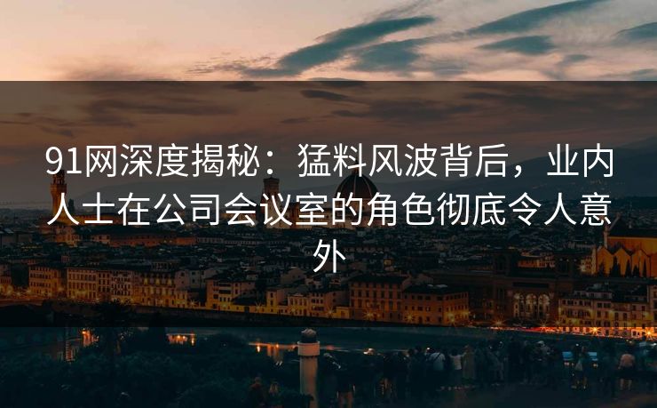 91网深度揭秘：猛料风波背后，业内人士在公司会议室的角色彻底令人意外