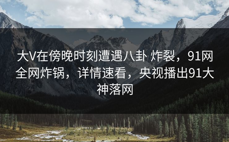 大V在傍晚时刻遭遇八卦 炸裂，91网全网炸锅，详情速看，央视播出91大神落网