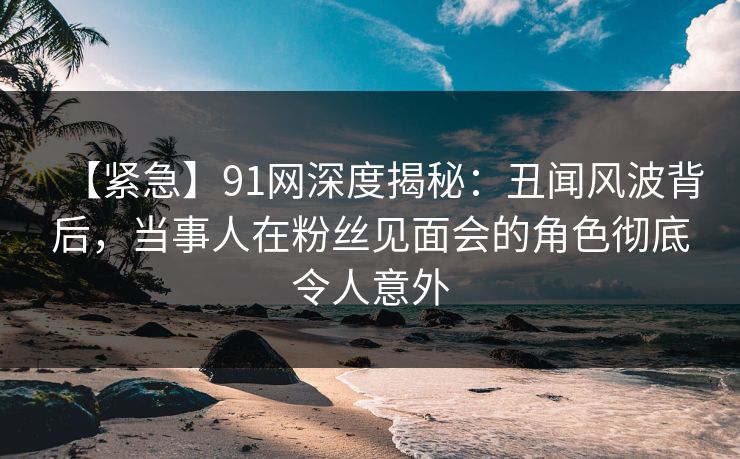 【紧急】91网深度揭秘：丑闻风波背后，当事人在粉丝见面会的角色彻底令人意外