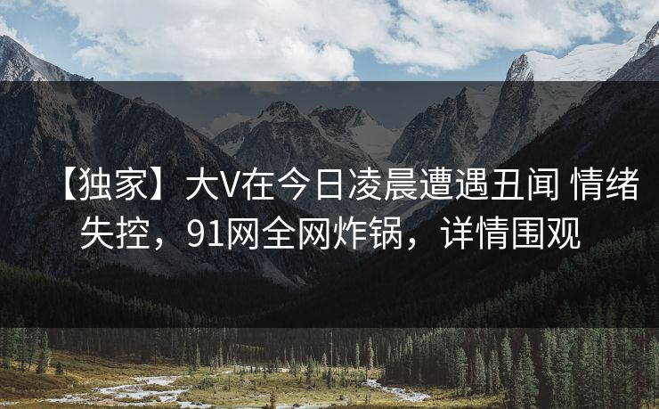 【独家】大V在今日凌晨遭遇丑闻 情绪失控，91网全网炸锅，详情围观