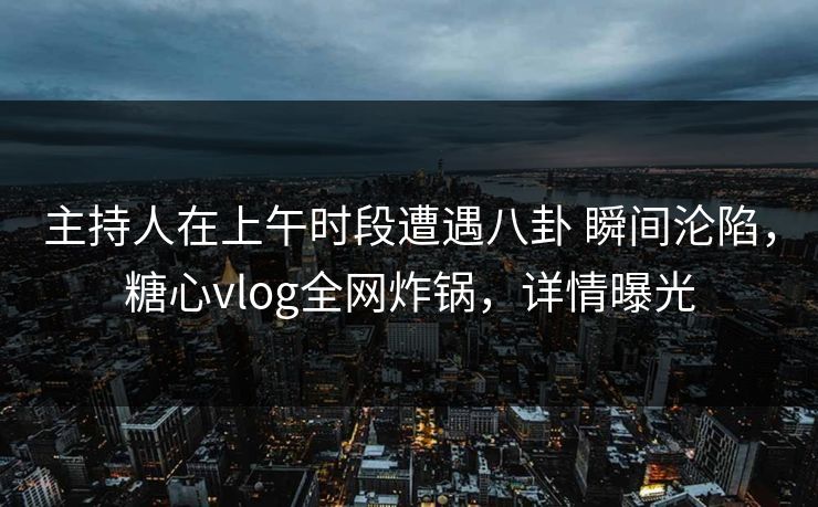 主持人在上午时段遭遇八卦 瞬间沦陷，糖心vlog全网炸锅，详情曝光