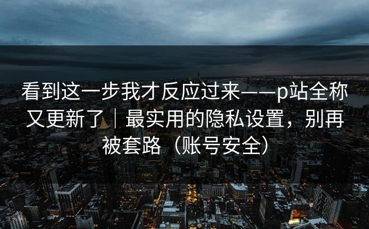 看到这一步我才反应过来——p站全称又更新了｜最实用的隐私设置，别再被套路（账号安全）