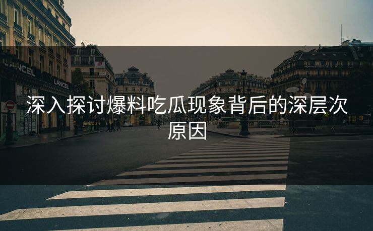 深入探讨爆料吃瓜现象背后的深层次原因